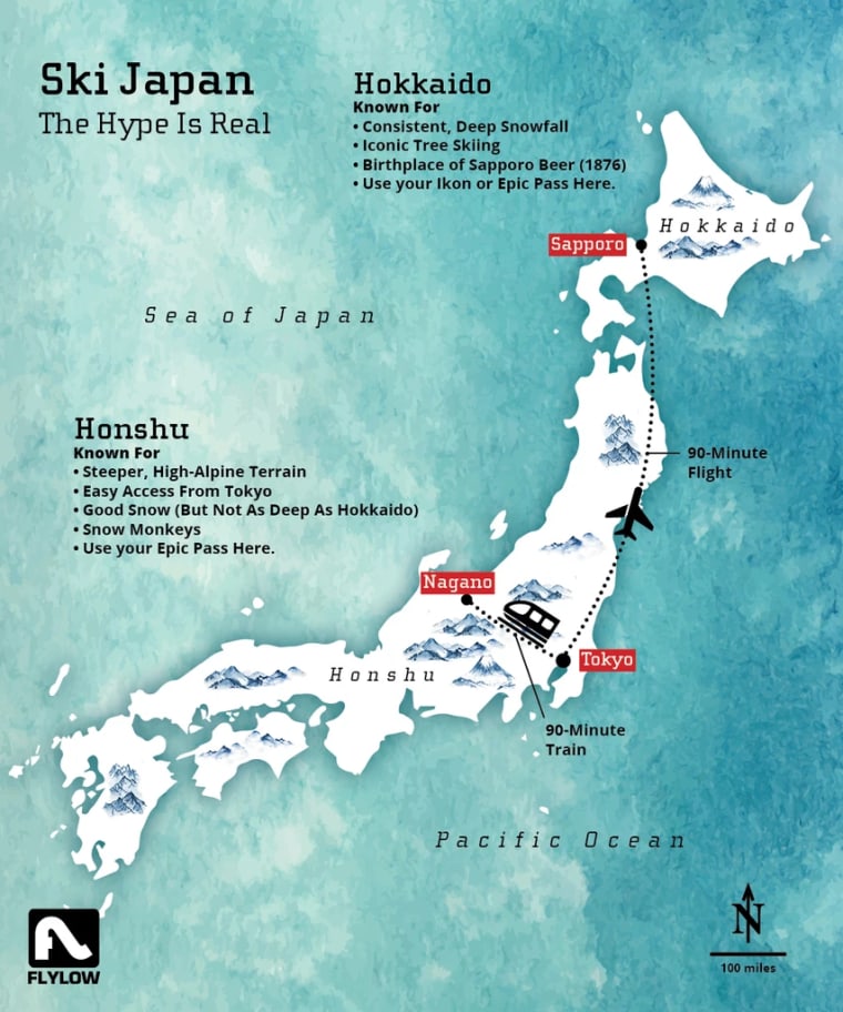 Orientation pair: Japan ski region map