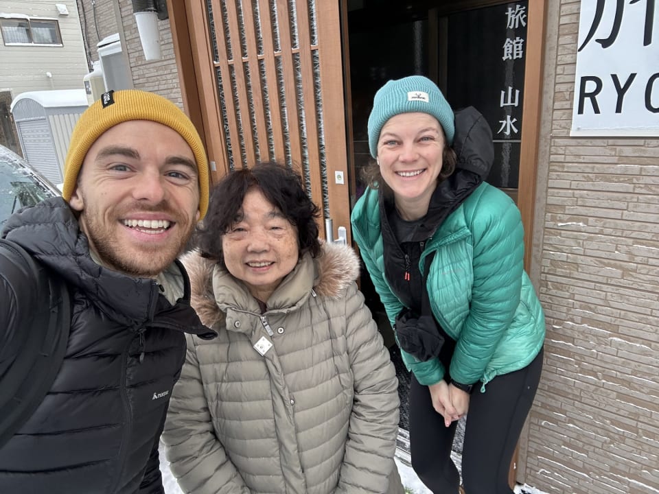 Trip photo: our ryokan host in Hokkaido in 2024