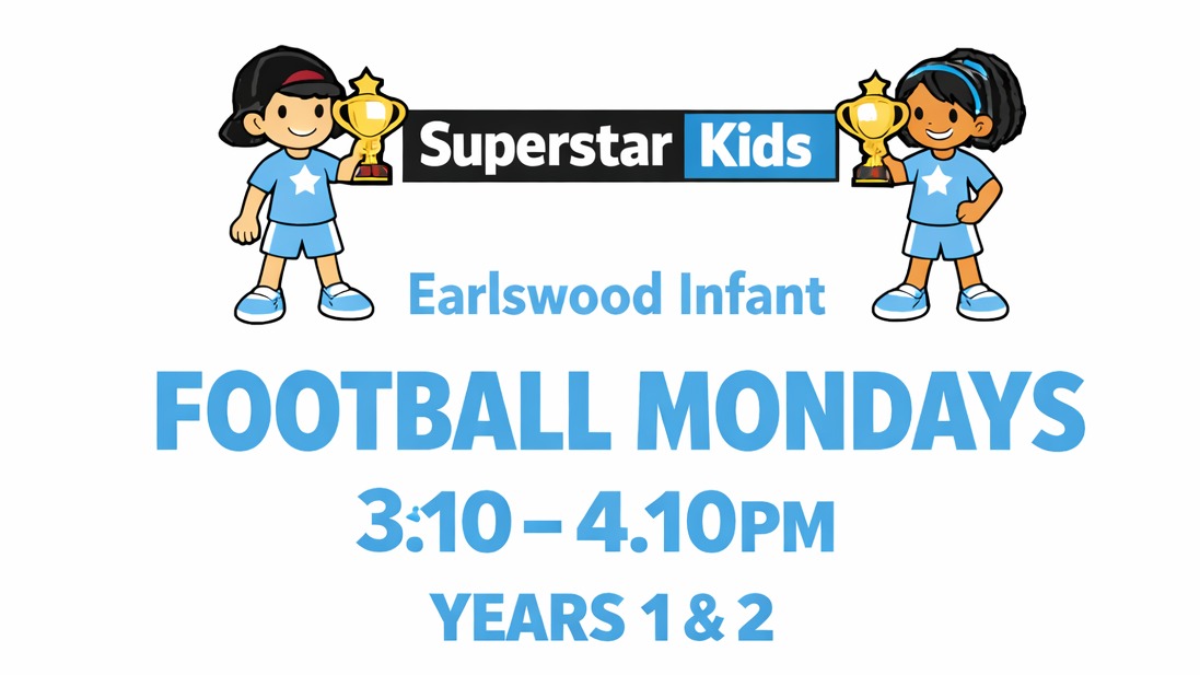 26/27 EARLSWOOD INFANT Football Yrs1&2-MON PM-Starts 14Sept