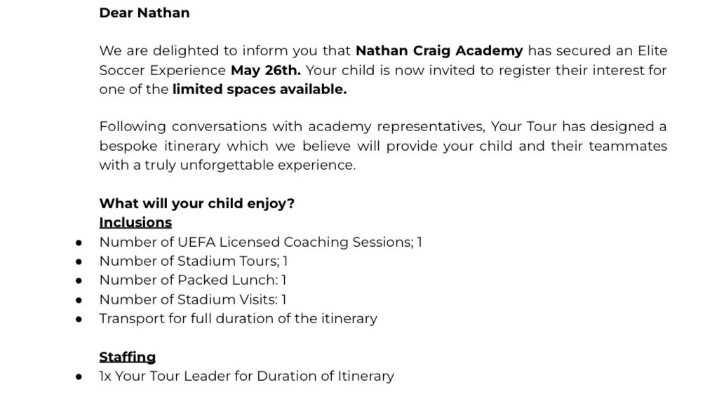 Football Day Trip - DEPOSIT ONLY-Pêl-droed Nathan Craig Football-3