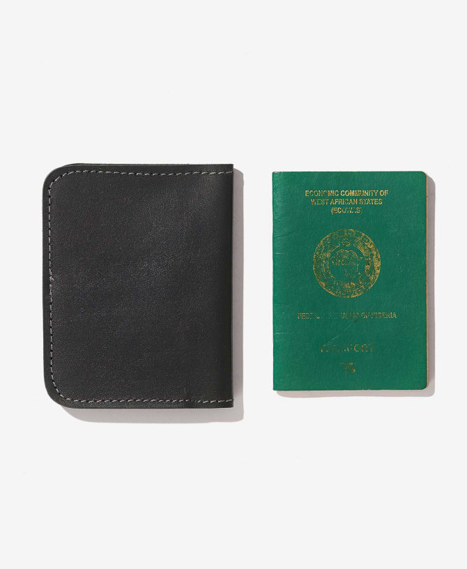 Leather Passport Holder - Black