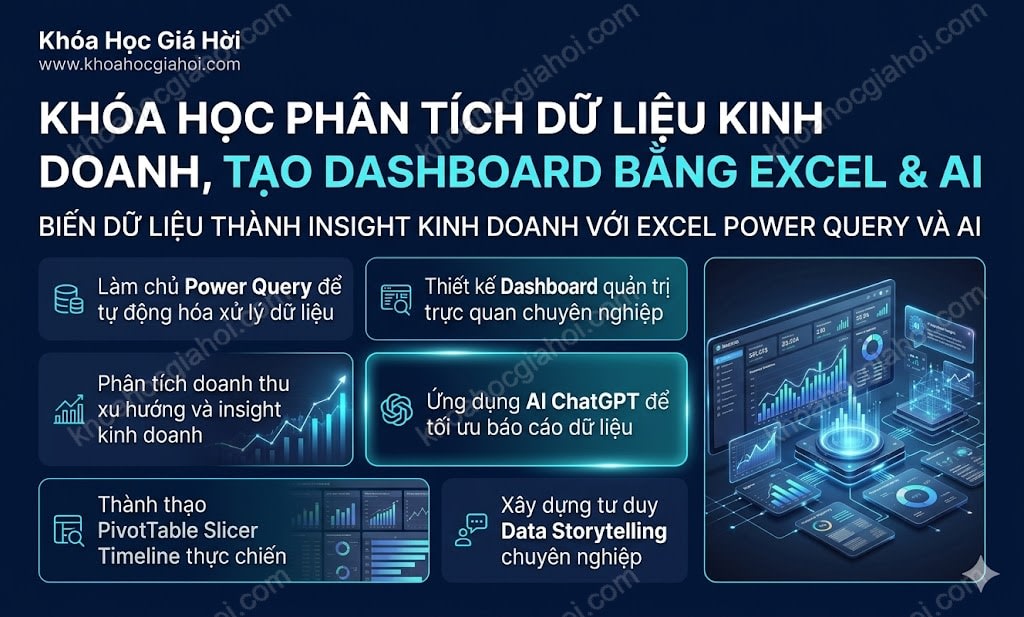 Khóa Học Phân Tích Dữ Liệu Kinh Doanh, Tạo Dashboard Bằng Excel & AI