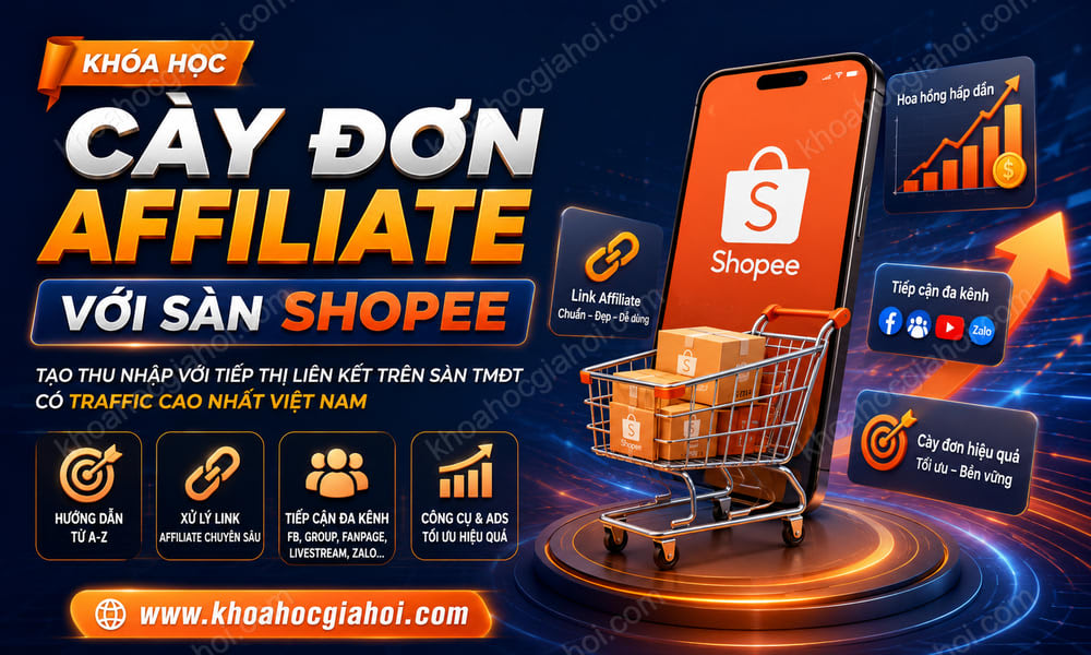 Khóa Học Cày Đơn Affiliate Với Sàn Shopee – Tạo Thu Nhập Với Tiếp Thị Liên Kết Trên Sàn Tmđt Có Traffic Cao Nhất Việt Nam Cùng Eric Trần