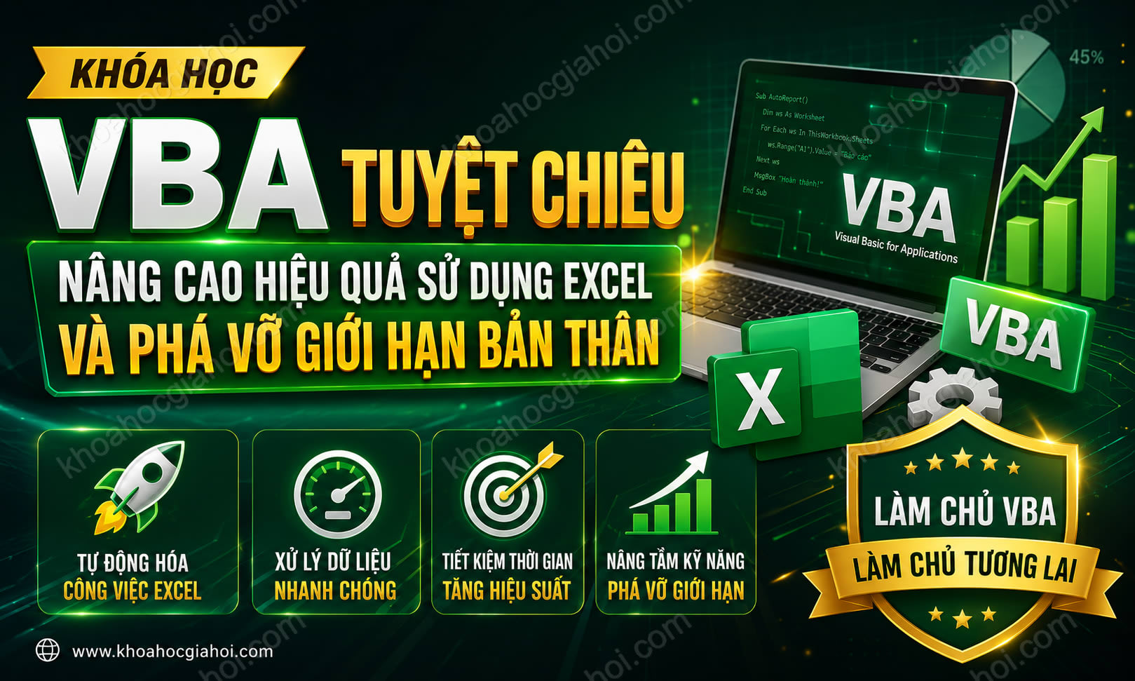 Khóa Học Vba Tuyệt Chiêu Nâng Cao Hiệu Quả Sử Dụng Excel Và Phá Vỡ Giới Hạn Bản Thân