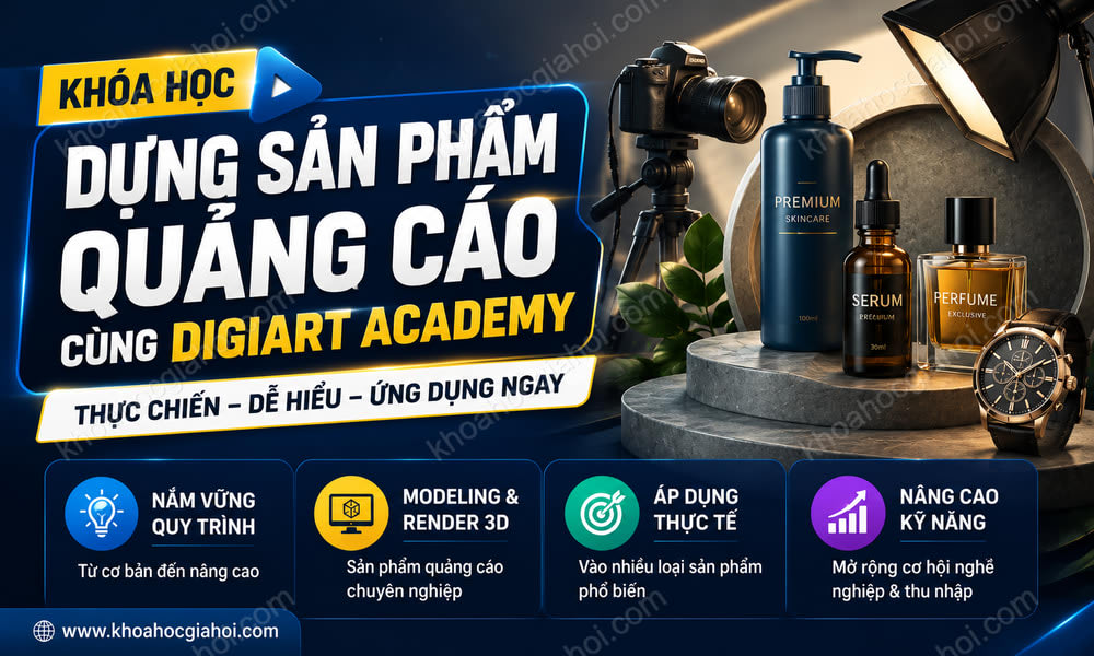 Khóa Học Dựng Sản Phẩm Quảng Cáo Cùng Digiart Academy
