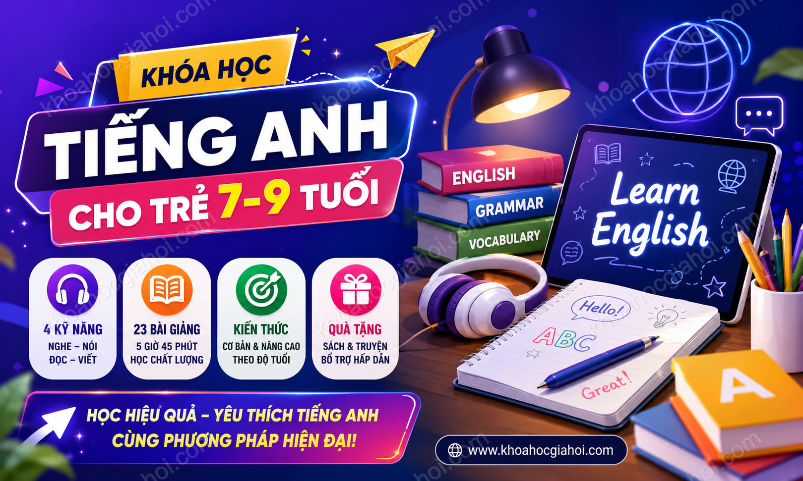 Khóa Học Tổng Hợp Kiến Thức Tiếng Anh Cho Trẻ Từ 7-9 Tuổi
