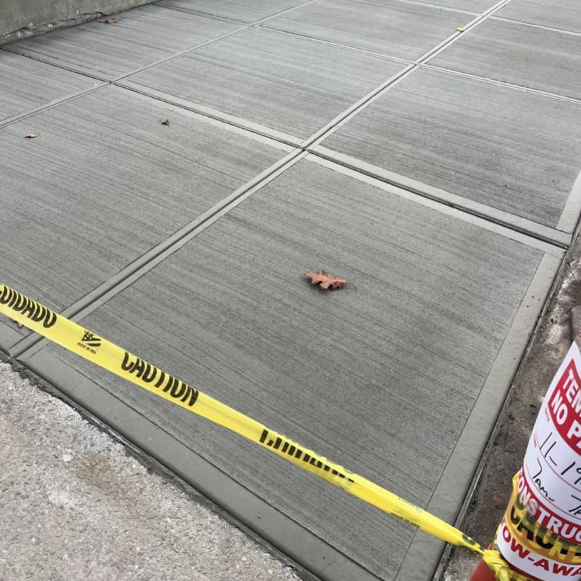 Freshly poured concrete driveway