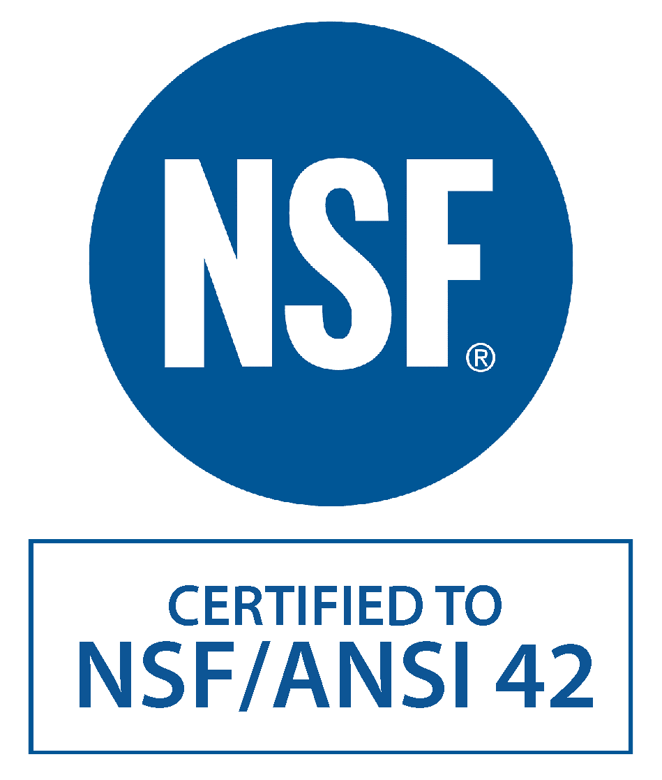 NSF 42 certified water filtration badge
