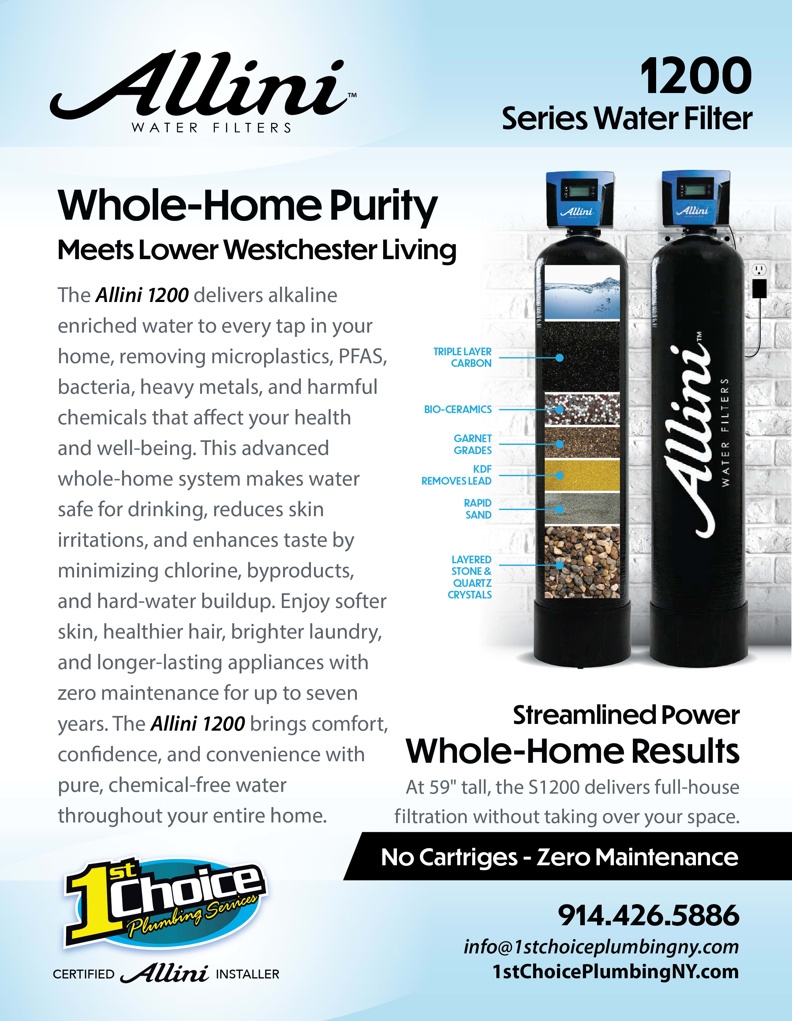 Allini 1200 water filtration unit front view