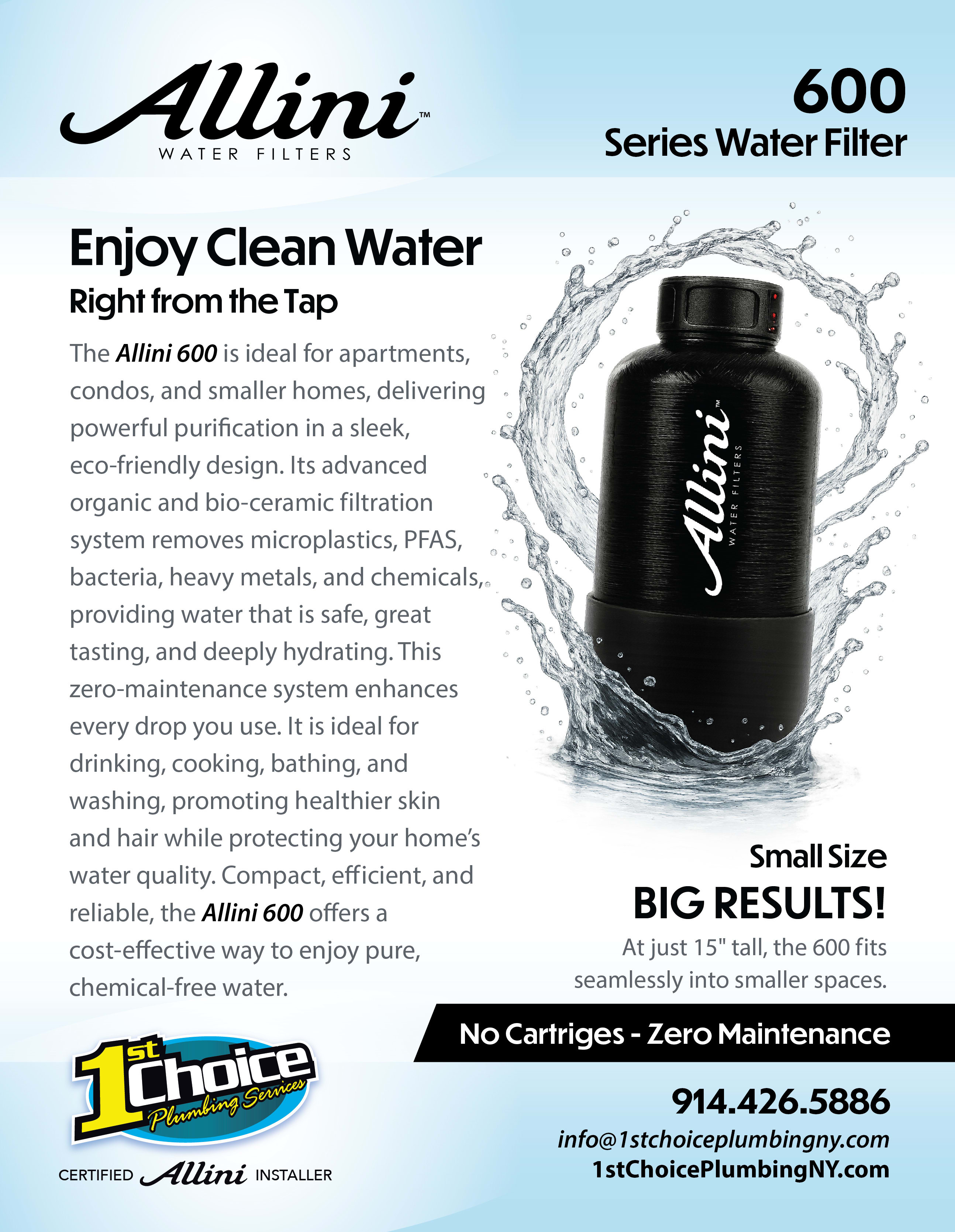 Allini 600 water filtration unit front view