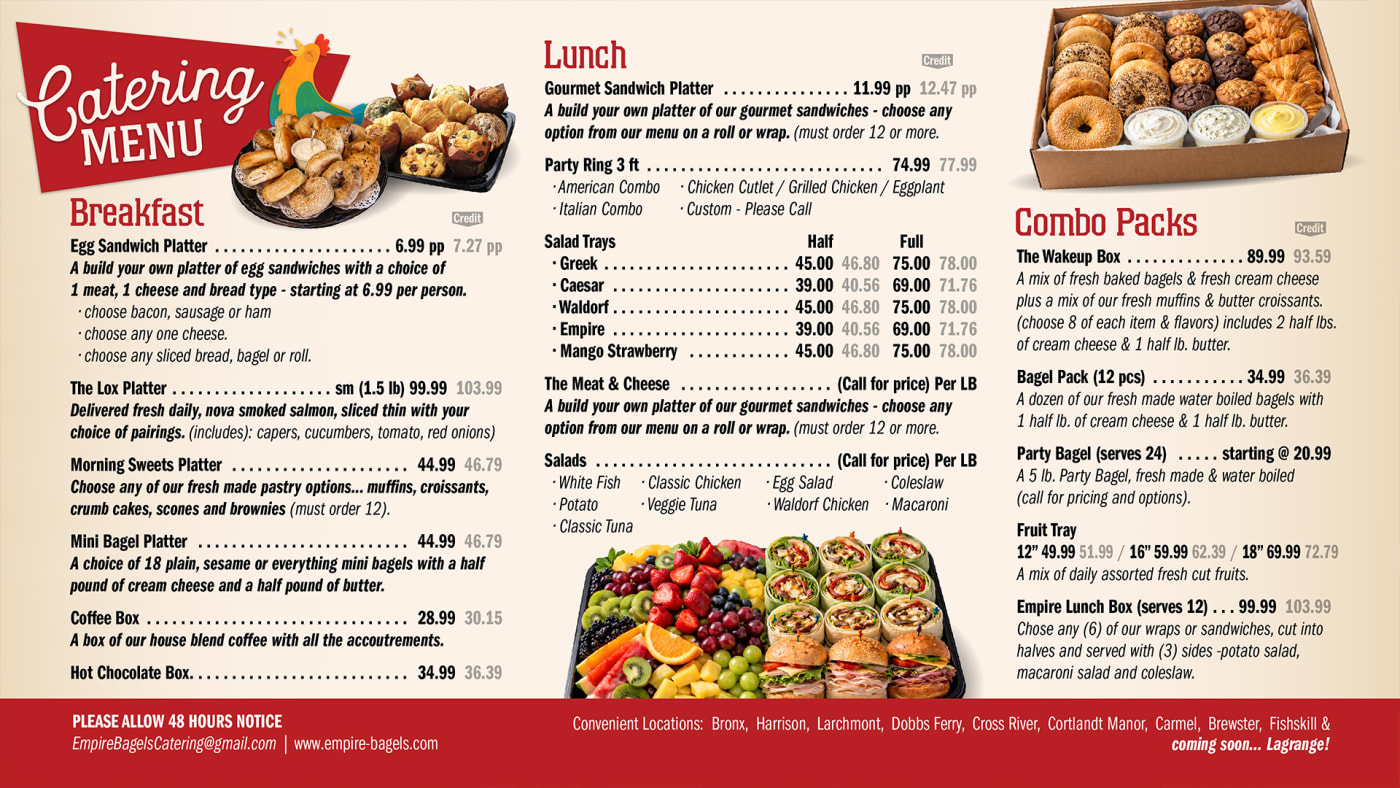 Empire Bagels Catering Menu