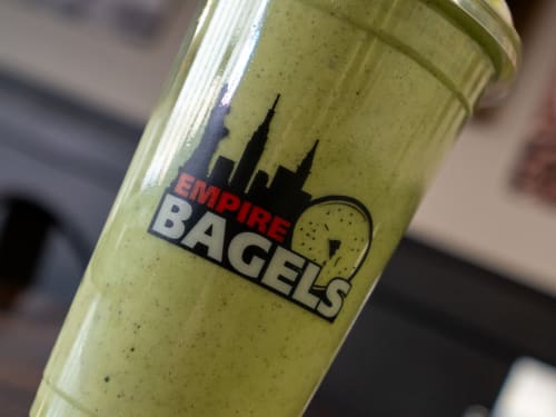 Green smoothie in an Empire cup