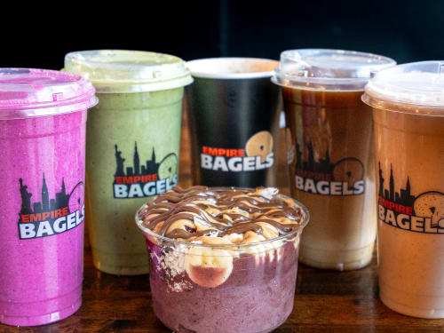 Drinks lined up for a group order