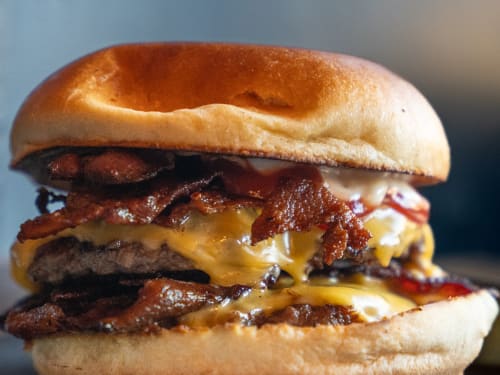 Double smash burger with bacon