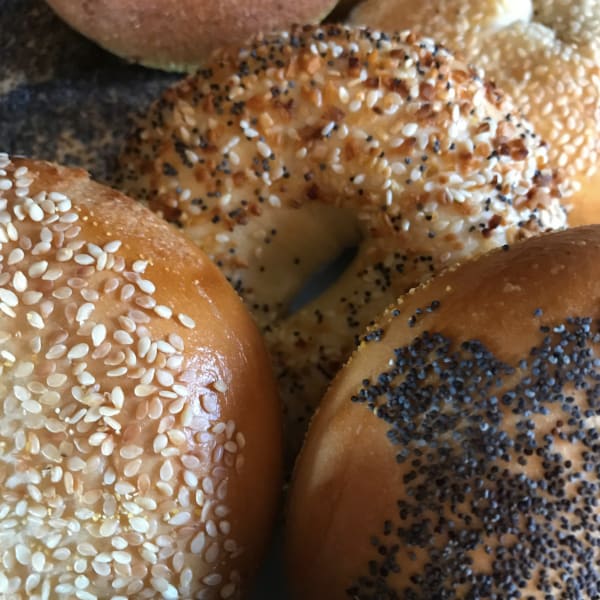 A fresh batch of assorted bagels
