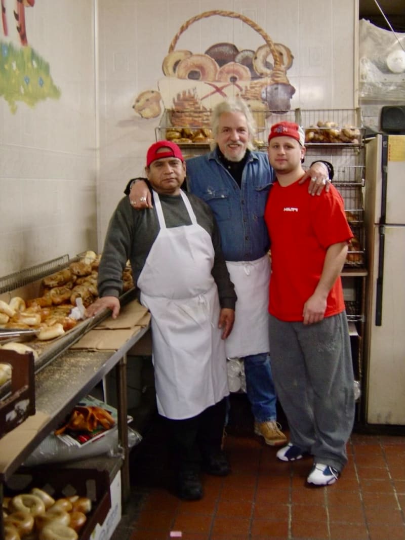 Jay with his father John in the original Bronx bakery