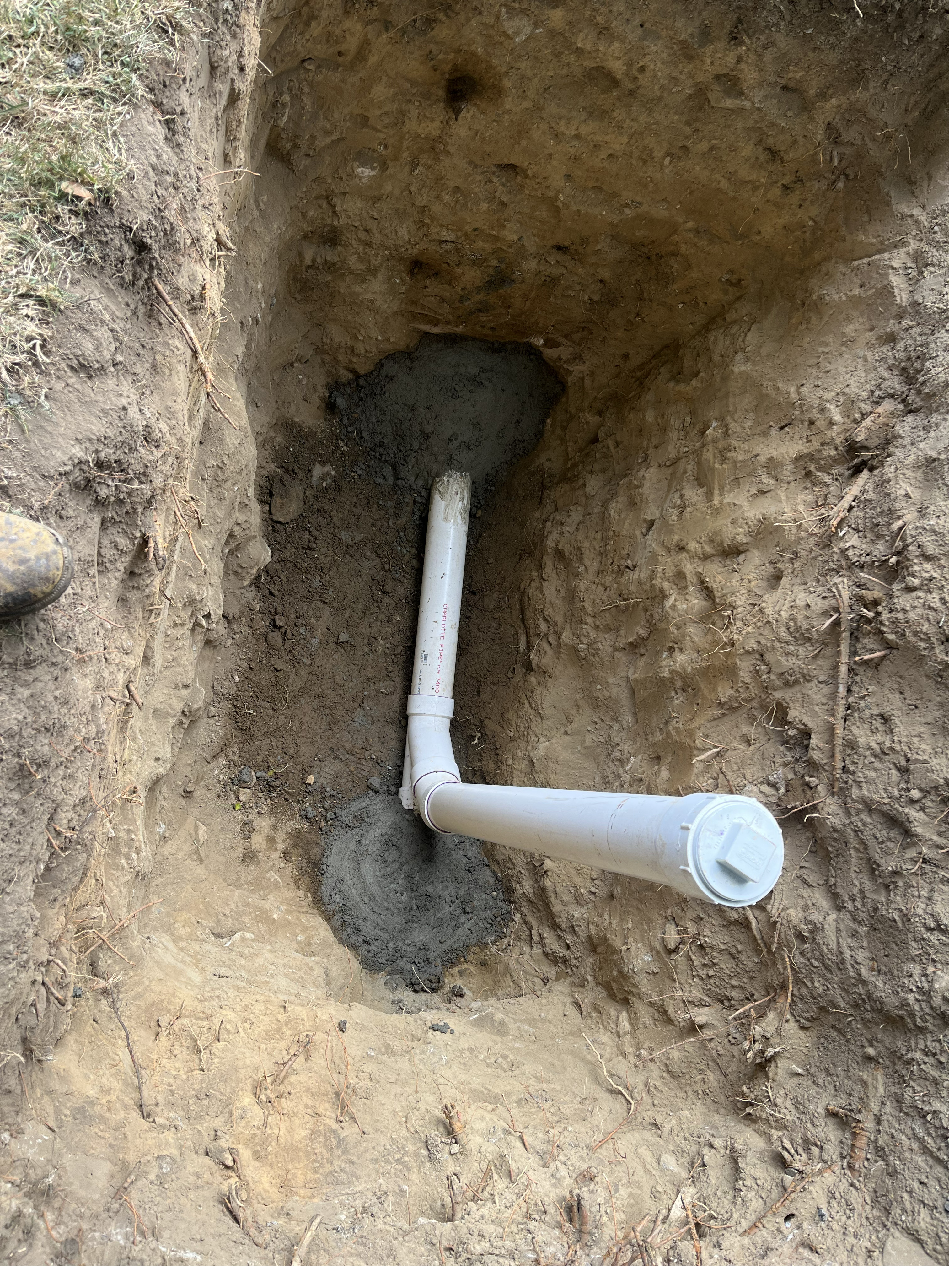 Sewer line access point excavation