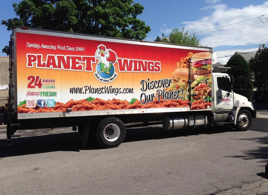 Planet Wings box truck wrap