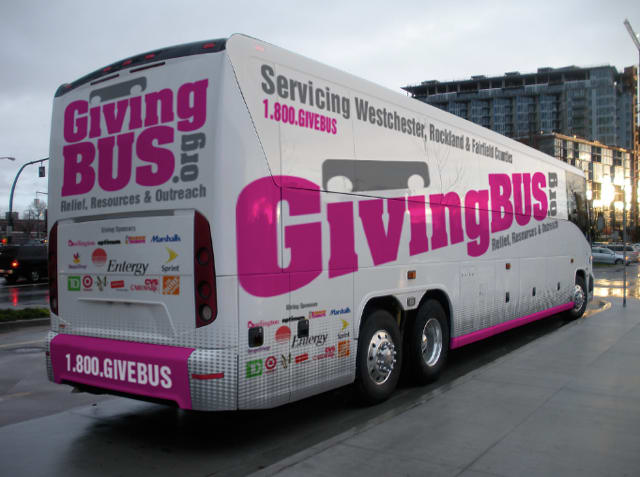 GivingBus coach bus wrap serving Westchester, Rockland and Connecticut