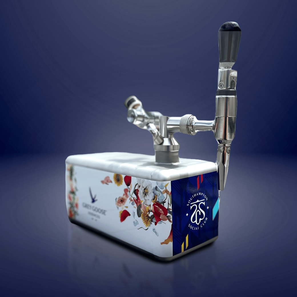 Grey Goose and Southampton Social Club co-branded countertop draft tap unit