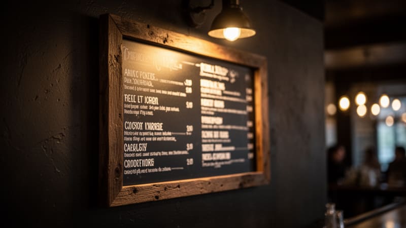 Cannabis club menu and pricing display in Madrid