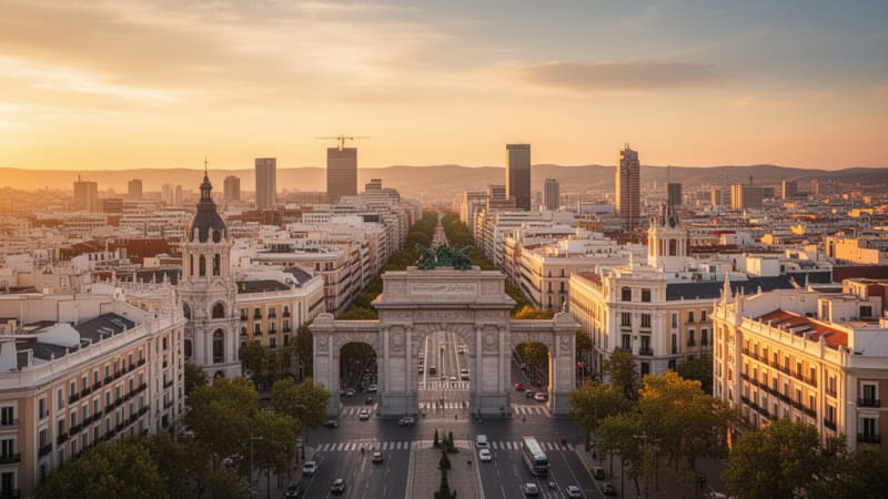 Madrid cityscape view for cannabis tourism visitors