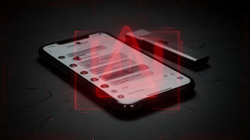 Smartphone showing fake cannabis delivery app scam in Madrid