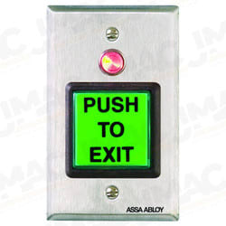 Securitron PB2 2" Square Push Button, Momentary, Single Gang, SPDT, Illuminated, Green/Red/Handicap