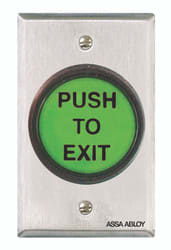 Securitron PB5 2" Round Pushbutton with Light, Momentary, DPST, Single Gang, Red/Green/Handicap