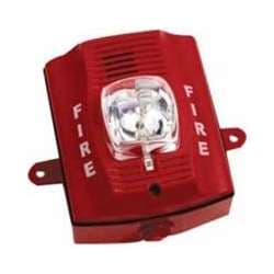 System Sensor P2RHK-120 Horn Strobe, Red, Wall Mount, Two-Wire, FIRE Lettering, Outdoor, High Candela, 120V