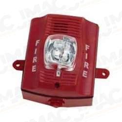 System Sensor P2RK Horn Strobe, Red, Wall Mount, Two-Wire, FIRE Lettering, Outdoor
