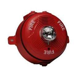 System Sensor PC2RK Horn Strobe, Red, Ceiling Mount, Two-Wire, FIRE Lettering, Outdoor