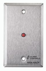 Alarm Controls RP-28 Single Gang Stainless Steel Remote Wall Plate with 1/4'" Red LED