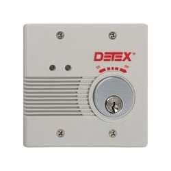 Detex EAX2500S AC/DC External Powered Wall Mount Exit Alarm, Surface Mount, 100 dB, Outlet Box, Gray