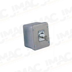 Camden CI1KXS Exterior Use Industrial Key Switch, Diecast Aluminum Enclosure, Painted Gray Enamel, Weatherized Stop Button