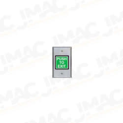 SDC 422U Exit Switch, 2" Square, Green Illuminated, SPDT, PUSH TO EXIT, Stainless Steel