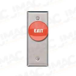 SDC 432CNUR Exit Switch, Narrow 1-1/2" Mushroom, Momentary, SPST Normally Closed, Stainless Steel, Red Button