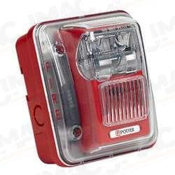 Potter Amseco HS-24WR-WP Weatherproof 75 Candela Wall Mount Horn Strobe, Red 24 Volt DC, 70/82 dB, Weatherproof, 4.75" Width x 4.18" Depth x 5.75" Height