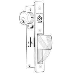 Adams Rite MS1850S-310-628 Door Deadlock, Flat Faceplate, Straightbolt, Non-Handed, 1-1/8" Backset, Clear Anodized, For Aluminum Door