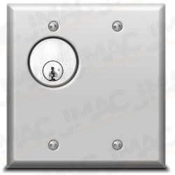 SDC 705TU Key Switch, Double Gang, 1/4" Faceplate, AA, DPDT, Stainless Steel