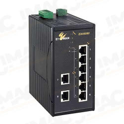 EtherWAN EX45062-20B 6-Port 10/100BASE-TX + 2-Port 100BASE-FX Hardened Unmanaged PoE Ethernet Switch, Multimode, ST Connectors, 2km
