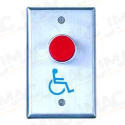 Camden CM-8000-2 Medium Duty Vandal Resistant Extended Push Button, N/O, Single Gang, Momentary, Red Button, ADA Logo, Brushed Aluminum