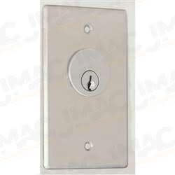 Camden CM-1200-7112 Key Switch, Stainless Steel, Flush Mount, Single Gang, SPST Momentary, N/O, Green 12V LED