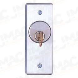 Camden CM-2000-7124 Flush Mount Key Switch, Narrow, SPST Momentary, N/O, Green 24V LED, Brushed Aluminum