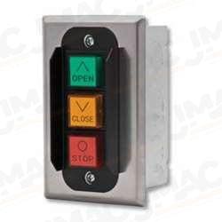 Camden CI-PBS3 Interior Use Control Station, 3 Button, NEMA 1, Stainless Faceplate, Flush or Surface Mount