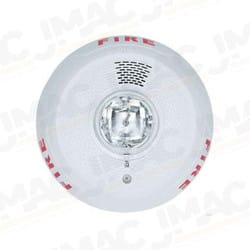 System Sensor PC2WL Horn Strobe, Ceiling Mount, FIRE, White, Clear Lens, 2-Wire