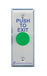 Alarm Controls TS-14N 1-1/2" Mushroom Green Button, Pneumatic Time Delay, Narrow Request to Exit Station with Pneumatic Timer 1-3/4" Wall Plate, 1-1/2" Green Push Button, Single Gang, 302 Stainless Steel