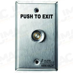 Alarm Controls TS-16 Pushbutton, Pneumatic Time Delay, Guard Ring, Single Gang Request to Exit Station with Pneumatic Timer 1-Gang, 1NO-1NC, 2 to 60 Sec, Stainless Steel, 0.25" Diameter Plate with Guard Ring