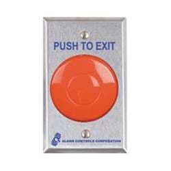 Alarm Controls TS-21R 2-1/2" Request to Exit Station Mushroom Pushbutton, Red, Single Gang, Stainless Steel, Momentary, N/O & N/C 1-Gang, Momentary, PUSH TO EXIT Label, 1NO-1NC, 10 Ampere at 120 Volt AC/35 Volt DC, -25 to 70 Deg C, 2-1/2"