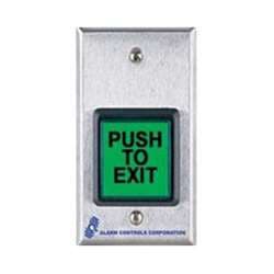 Alarm Controls TS-2-2T Request to Exit Station Pushbutton with Electronic Timer and Two SPDT Outputs, 1-Gang, Momentary, 12/24 VAC/DC, 10A at 35 VDC Contact, 2 to 45 Second, 2" Square, Stainless Steel Plate, Green